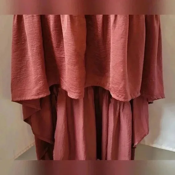 BaeVely high-low tie front dress, size medium, color Baked Rose - Picture 10 of 12